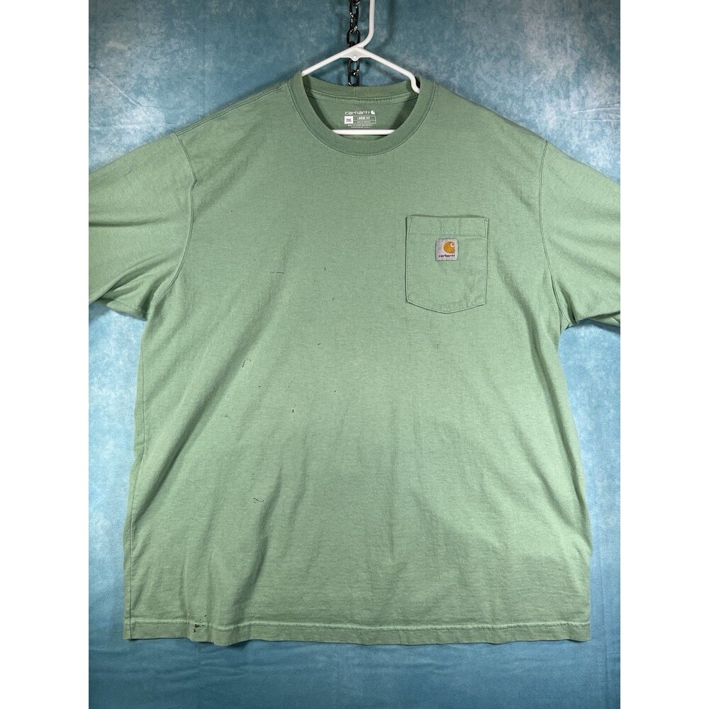 Y2K VTG Carhartt T-Shirt Mens XXL Green Loose Fit Pocket Short Sleeve